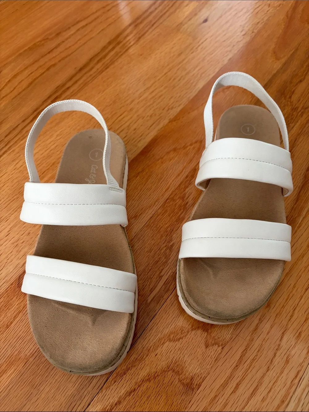 Girls Size 1 White Dressy Sandals Cat & Jack